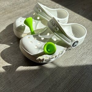 CROCS Kids White and Lime Sandals